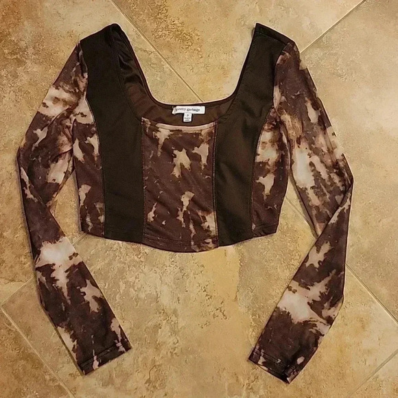 PRETTY GARBAGE - NWOT Mesh Panel Crop Top - Picture 5 of 7